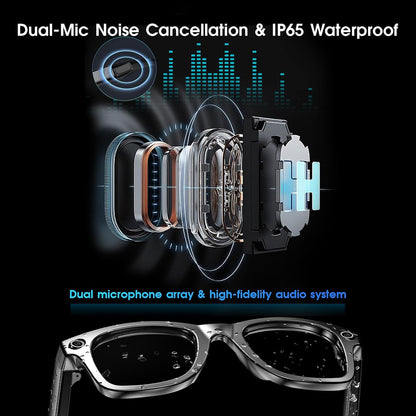 AI Smart Glasses with 4K HD Camera 290 Mah Battery 8MP Photography Video Recording Real Time Translation GPT Object Identification Photochromic Lenses(Black)