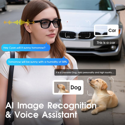 AI Smart Glasses with 4K HD Camera 290 Mah Battery 8MP Photography Video Recording Real Time Translation GPT Object Identification Photochromic Lenses(Black)