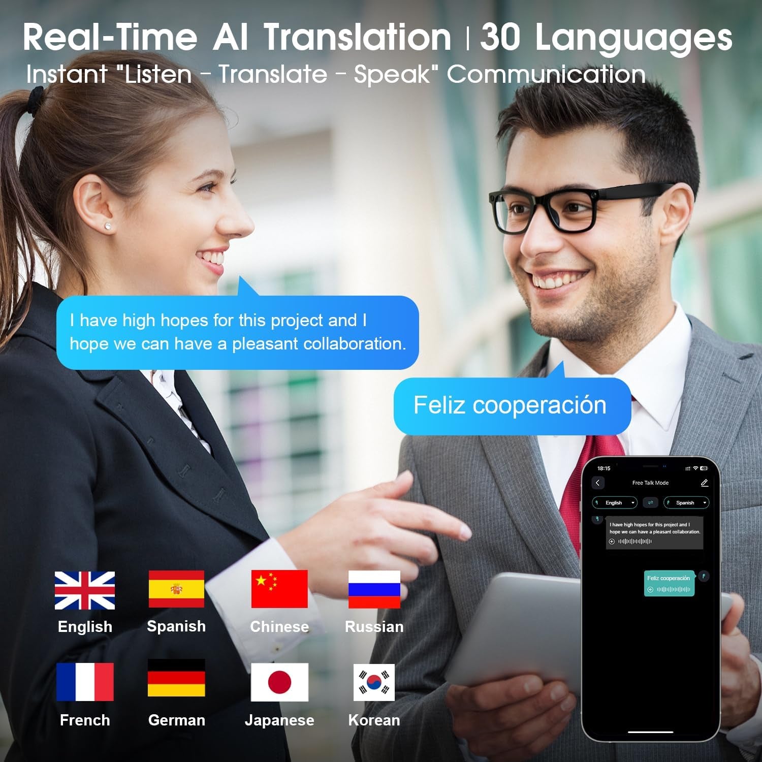 AI Smart Glasses with 4K HD Camera 290 Mah Battery 8MP Photography Video Recording Real Time Translation GPT Object Identification Photochromic Lenses(Black)