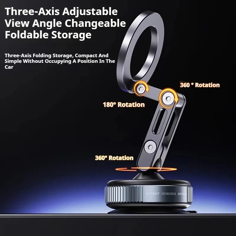 X53 Magnetic Phone Holder Rotating Folding Vacuum Suction Mag Stand for Car Navigation Gym Kitchen Streaming Bracket