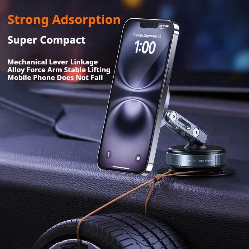 X53 Magnetic Phone Holder Rotating Folding Vacuum Suction Mag Stand for Car Navigation Gym Kitchen Streaming Bracket