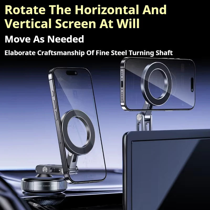 X53 Magnetic Phone Holder Rotating Folding Vacuum Suction Mag Stand for Car Navigation Gym Kitchen Streaming Bracket