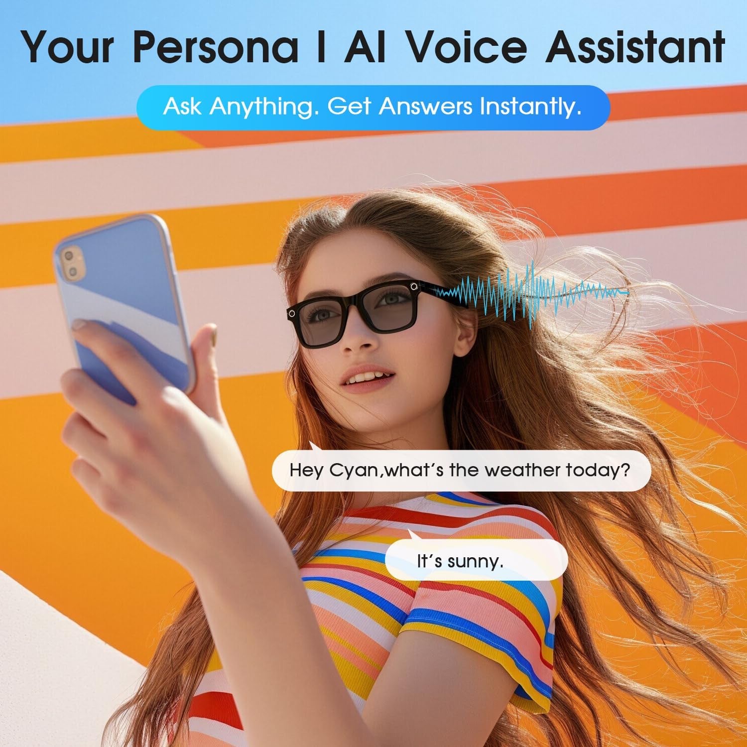 AI Smart Glasses with 4K HD Camera 290 Mah Battery 8MP Photography Video Recording Real Time Translation GPT Object Identification Photochromic Lenses(Black)